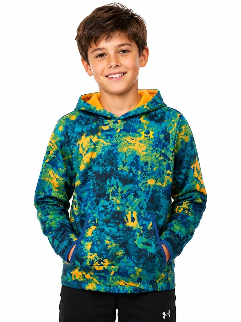 Under Armour Boys' Green, Blue, & Yellow Tie-Dye Hoodie